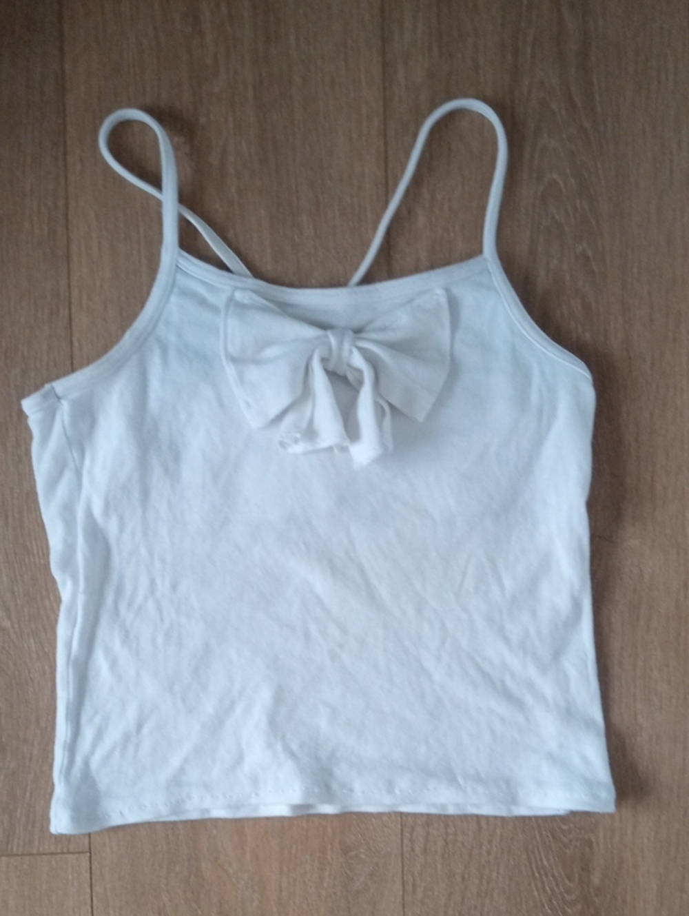 Handmade White Bow-Front Spaghetti Strap Tank Top